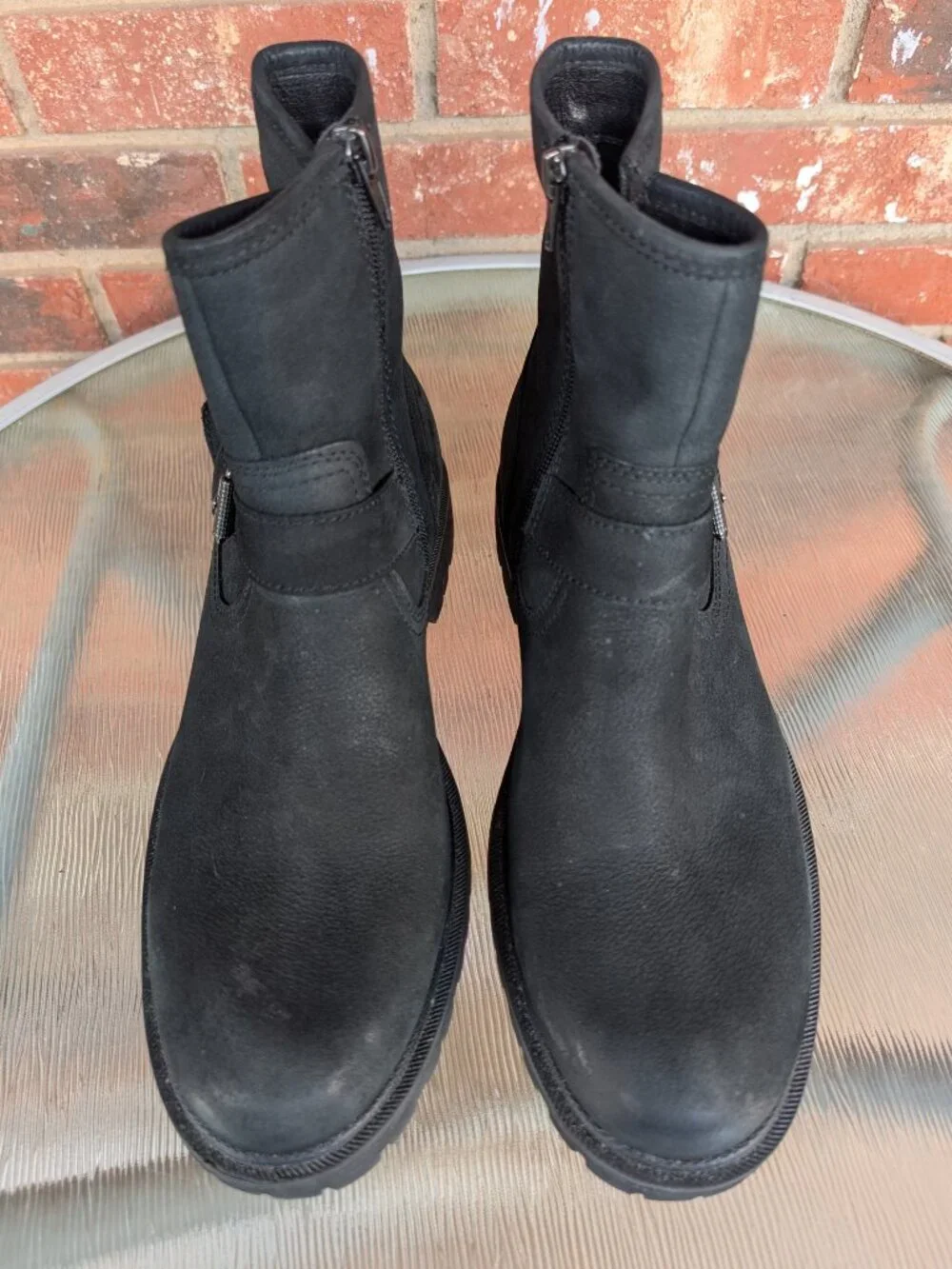 Men's Crown Vintage Black Leather Ankle Boots Size 9 M
